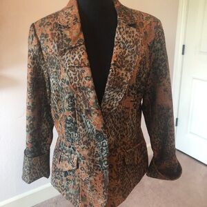 Coldwater Creek Sz 12 blazer animal print timeless mature  academia office
